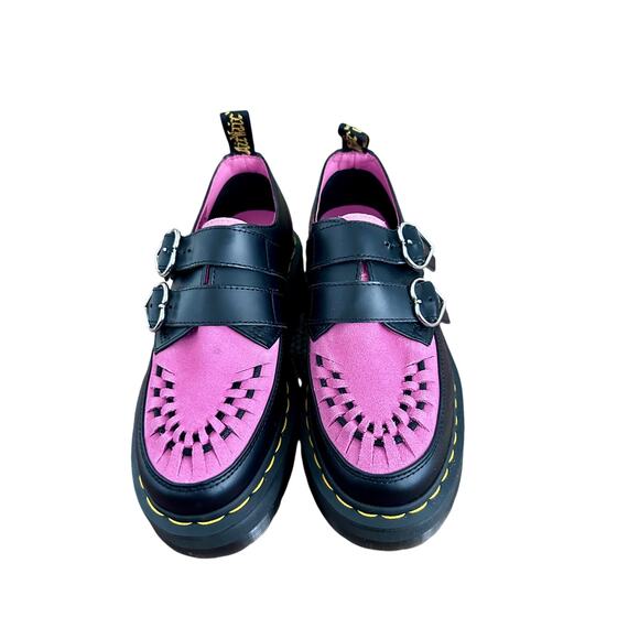 Dr. Martens  Lazy Oaf Platform Pink Black Buckle Creeper collab Leather SZ 6/7 - Picture 3 of 12